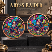 Médaille de collection en cuivre 999 Abyss Raider 3D en relief UV coloré, effet proof-like, 1 oz et 5 oz, artisanat métallique, art pirate