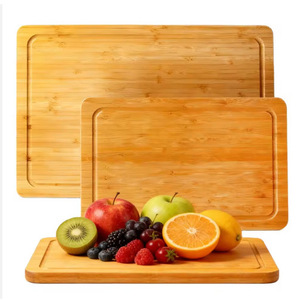 Juego de tablas de cortar de bambú rectangulares, fáciles de limpiar, para cocina, carne, queso y bloques de picar. - Product Image 1