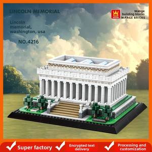<b>Plastic</b> Building <b>Blocks</b> US Washington Lincoln Memorial Educational Toy with Small-Particle Brick Assembly Ornament - Product Image 5