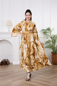 Nouveautés 2024, <span class=keywords><strong>robe</strong></span> bohème à imprimé floral jaune vintage, <span class=keywords><strong>robe</strong></span> longue à volants, manches longues, plissée, maxi <span class=keywords><strong>robe</strong></span>, convient à toutes les occasions - Product Image 5