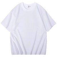 Kaos Katun Murni Lengan Pendek Model Drop-shoulder untuk Pria, Ukuran Besar, Longgar, Bernapas, dan Menyerap Keringat