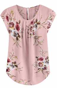Blusa de Verano con Estampado Floral, Cuello Redondo, Estilo Retro, Manga Corta para Mujer - Product Image 6