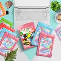 Bolsas holográficas Embalaje para artículos pequeños Bolsa de papel de aluminio a prueba de olores Bolsa de Mylar Ziplock resellable
