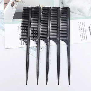 Peigne à queue pointue en plastique noir, grande taille, pour usage domestique, coiffure, design antistatique à dents fines - Product Image 2