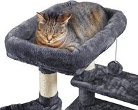 Arbre à chat classique et confortable pour Noël, grand modèle d'intérieur, en bois écologique, avec poteaux à gratter en fausse fourrure, sisal et papier, hamacs et maison pour chat
