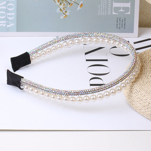 Serre-tête double couche en perles et strass pour femme, élégant et tendance, accessoire pour le quotidien et les sorties - Product Image 4