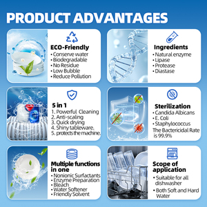 Campione Gratuito Personalizzato OEM ODM Gel Detergente per <span class=keywords><strong>Lavastoviglie</strong></span> a Decontaminazione Profonda 5in1 Enzima Organico Biodegradabile Eco-Friendly - Product Image 3