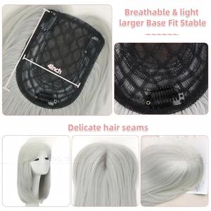 Venta al por mayor: Topper <span class=keywords><strong>de</strong></span> cabello sintético <span class=keywords><strong>de</strong></span> 16 pulgadas para mujer, <span class=keywords><strong>con</strong></span> flequillo <span class=keywords><strong>natural</strong></span>, postizo invisible para cabello fino - Product Image 2