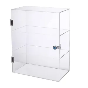 Clear Afsluitbare Showcase Voor Collectibles Aanrecht Display Rack Opslag Display Box Acryl Display Case 3 Plank Met Slot