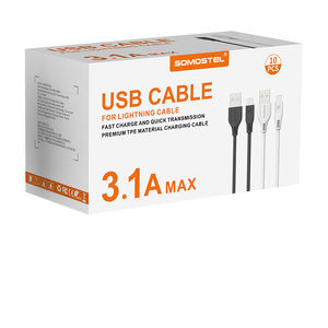 Somostel BT09 TPE cáp dữ liệu 3.1A sạc nhanh 6000 + uốn cong cuộc sống thử nghiệm bền linh hoạt trắng đen - Product Image 6