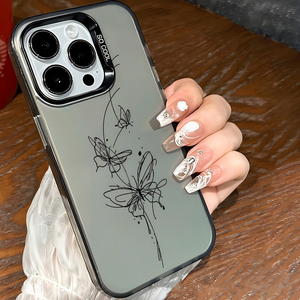 Coque de téléphone portable en TPU et PC avec impression papillon et <span class=keywords><strong>ligne</strong></span> élégante, argentée électroplaquée, pour iPhone <span class=keywords><strong>11</strong></span> 12 13 14 15 16 17 Pro Max Air - Product Image 2