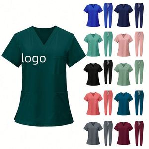 V-Neck for Classic Fit 3 Pockets High Performance Easy Care Women Scrub <b>Top</b> Doctor Short Sleeved Work Uniform - Product Image 1