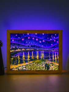2025 <span class=keywords><strong>notte</strong></span> stellata pittura <span class=keywords><strong>notte</strong></span> stellata sul fiume Rhone cornici di plastica lampada decorazione comodino carta intaglio lampade - Product Image 4