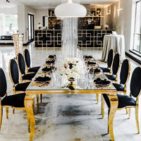 Meubles de table de mariage modernes en acier inoxydable doré pour banquets et événements, pour espaces hôteliers, salles à manger et réceptions de mariage
