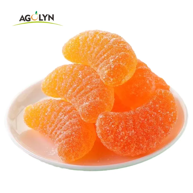 オレンジ色のフルーツグミキャンディーナチュラルソフトグミ歯ごたえキャンディーカスタマイズオレンジ色のソフトキャンディー