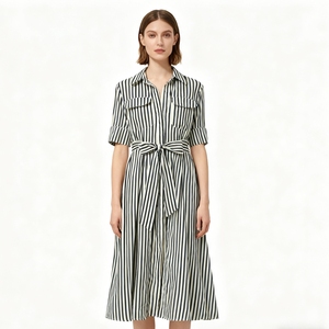 Robes chemises boutonnées à col et ceinture pour femmes, nouvelle collection printemps, vente en gros, tendance - Product Image 5