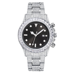Reloj de lujo con diamantes dorados, esfera verde, analógico, de cuarzo, para hombre y mujer, unisex, cierre desplegable, cristal de zafiro de 42mm - Product Image 3