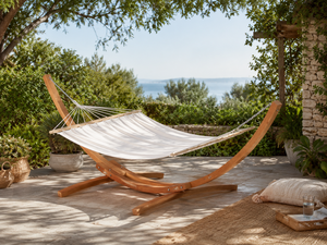 Support de <span class=keywords><strong>hamac</strong></span> autoportant en bois pour l'extérieur, mobilier d'extérieur portable, lit suspendu au design minimaliste pour jardin, patio, resort, villa - Product Image 2