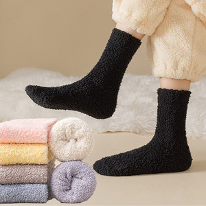 Haute élastique microfibre doux maison bas chaud moelleux équipage chaussettes de couchage classique couleur bonbon floue pantoufle chaussettes pour les femmes - Product Image 6