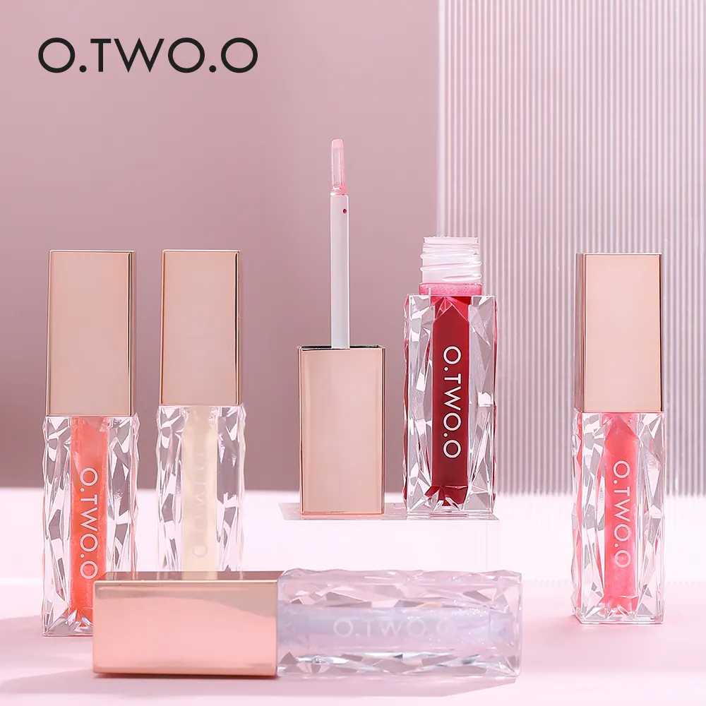 O.TW O.TW O.O-brillant à lèvres cristal clair, paillettes éclaircissant pour lèvres rondes, gelée hydratante, OEM, 5 couleurs
