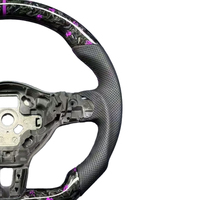 Convient pour le volant en cuir en fibre de carbone forgée violette pour les modèles Volkswagen Golf Passat Jetta 6/7/8 GTI