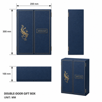 Individuelles Logo Marineblaue Starre Doppeltür-Geschenkbox mit Goldfolienrand und Metallscharnieren für Luxus-Geschenkverpackungen Großhandel