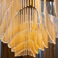 Lustre moderne en tube de verre ANNO, lustre moderne doré, grande décoration de plafond, éclairage