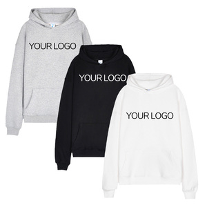 Sweat-shirts à capuche épais 500G, personnalisables avec logo, coupe oversize, en molleton bouclette sans cordon, épaules tombantes pour hommes - Product Image 5