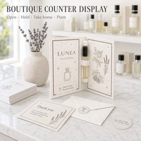 Pflanzbare Duftprobenkarte aus Samenpapier mit Fläschchenhalter, individuell bedruckt für Boutique-Theken, Großhandels-Kit