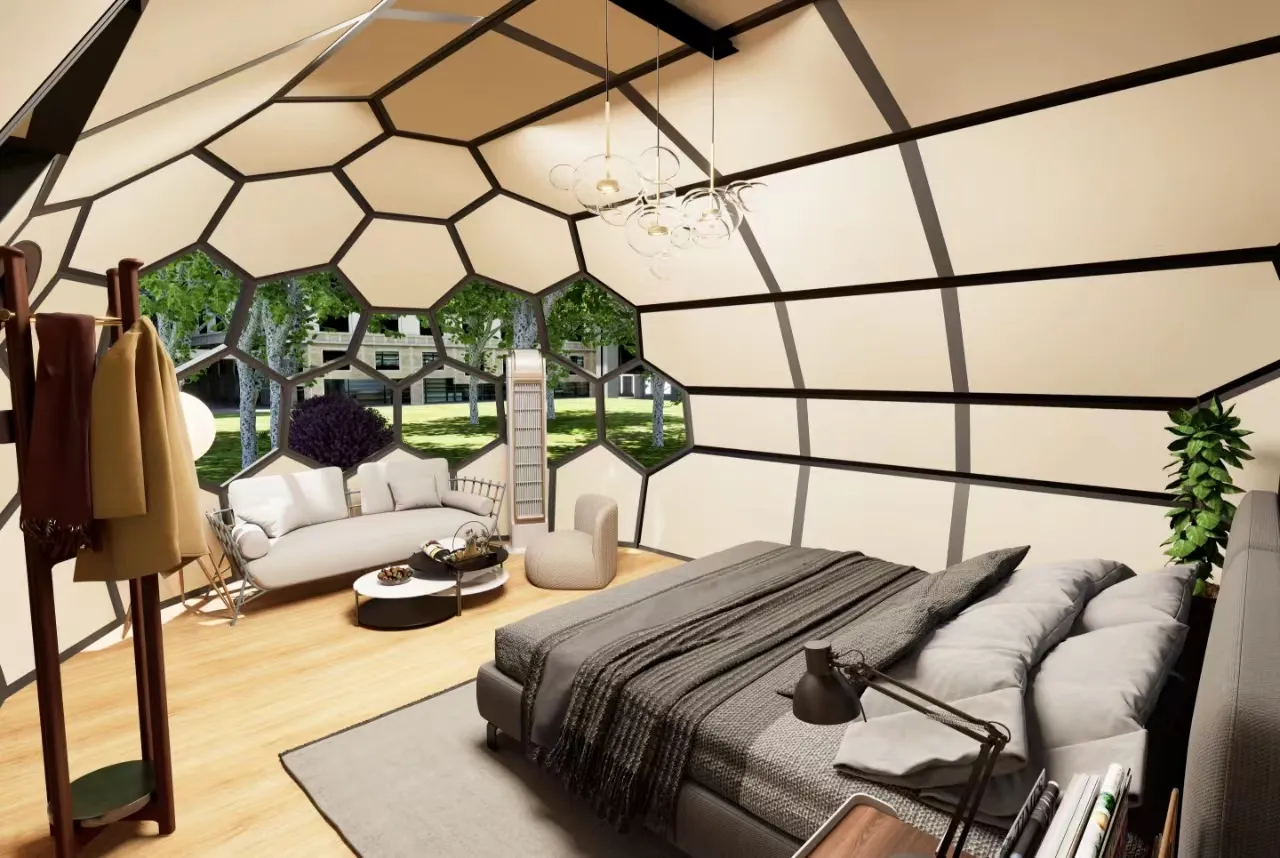 Aluminum Frame Igloo Dome House Luxury Glamping Outdoor Hotel Restaurant Prefab Sandwich Panel Material with Glass Cover