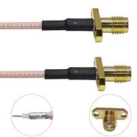 Connecteur de panneau femelle, Type à bride 2 trous, SMA, RF, adaptateur Coaxial, rail à souder, pièces