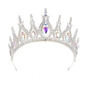 Tiara prenses taç için taraklar ile kadınlar için zarif Rhinestone saç aksesuarları gelin düğün doğum günü partisi balo - Product Image 5