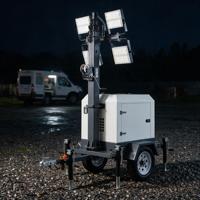Tour d'éclairage mobile extérieure à LED diesel avec alimentation solaire et électrique DC, indice de protection IP66, blanc