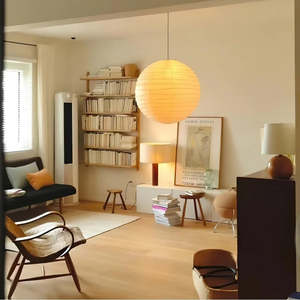 Simig Nhật Bản akarl noguche wabi-sabi giấy gạo ánh sáng mặt dây chuyền-phòng khách nhà khách Đèn lồng tròn - Product Image 3