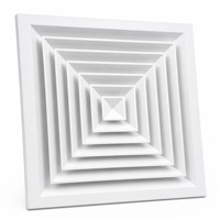 Diffuseur d'air carré en aluminium à 4 voies avec registre, grille d'alimentation d'air CVC pour conduit de climatisation