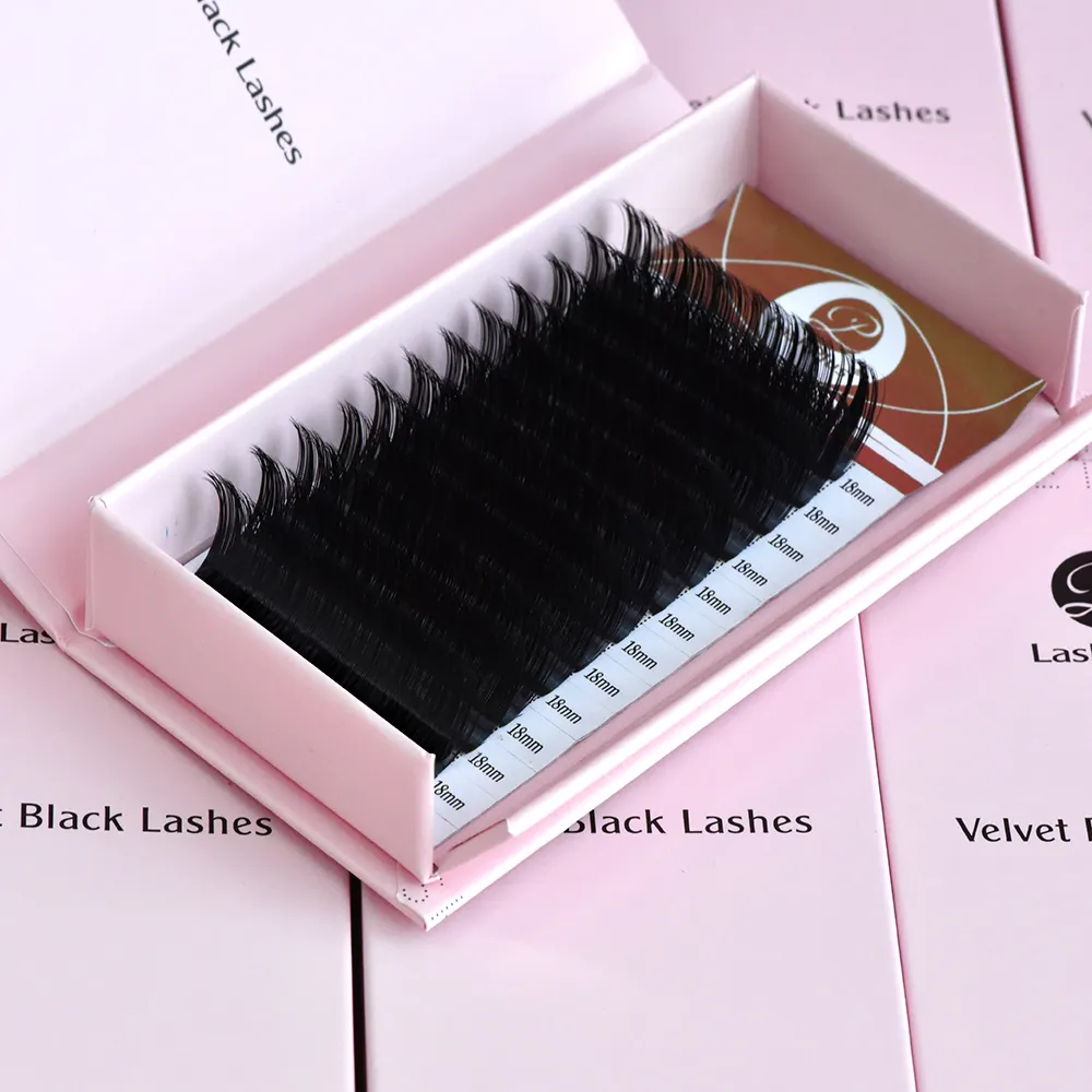 LashPlus luxury individual hair fluffy matte black extension ciglia easy fans vendor