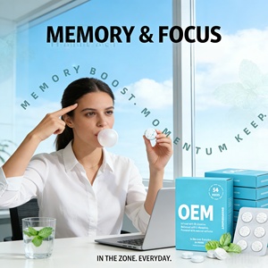 Chewing-gum à la menthe OEM <span class=keywords><strong>pour</strong></span> l'énergie et la concentration, complément alimentaire <span class=keywords><strong>pour</strong></span> la santé du cerveau, vitamine L-théanine, chewing-gum <span class=keywords><strong>pour</strong></span> la concentration et l'énergie - Product Image 3