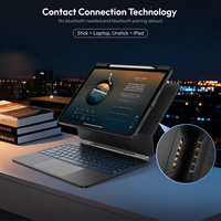 Clavier magnétique détachable rétroéclairé Laudtec avec hub 4-en-1 pour iPad Pro 13 et iPad Air 13, connecteur intelligent Plug & Go