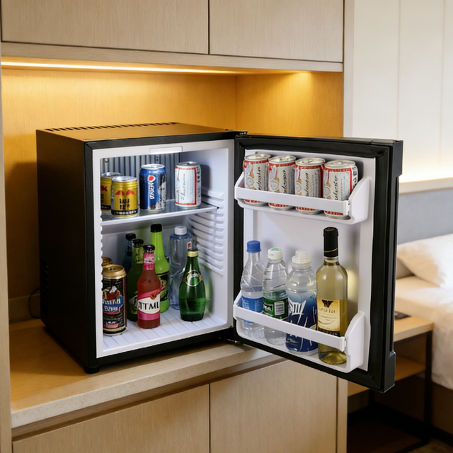EASTON 40L Capacity Hotel Noise-free Absorption Minibar Silent Single Door Refrigerator Electric Mini Fridge Cooler for Hotel