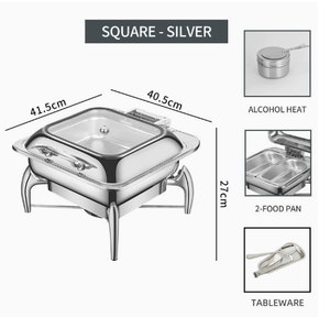 Réchaud de buffet visible en acier inoxydable, ovale et carré, avec support en plastique, équipement de cuisine - Product Image 2