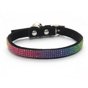 Mewah modis berkilau elegan kulit barat Bling berlian imitasi dekorasi Kucing anjing kerah anak anjing dengan bel - Product Image 4