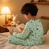 Tissu écologique vert menthe à imprimé oiseaux 100 % coton, motif floral et d'animaux mignon pour pyjamas d'enfants et quilting, vente en gros