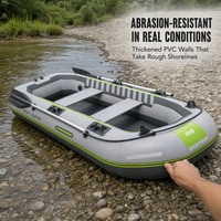 Bateau de pêche gonflable à fond rigide, en PVC 3 couches, maille épaissie, résistant à l'abrasion, pour 4 personnes, avec support hors-bord, vente en gros