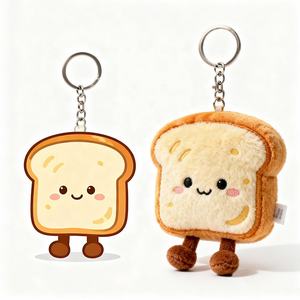 Llavero de Peluche Suave con Diseño Personalizado de Pan de Dibujos Animados, Ecológico, Duradero, Juguete de Comida, Muñeco Simulado Peludo de 10 cm, Regalo para Mochila Escolar - Product Image 3
