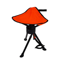Tabouret en métal à trois pieds orange Chaise pliante rétractable portable à 360 degrés Portant avec caractéristiques en polyester pour la chasse