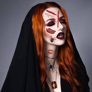 Kit de <span class=keywords><strong>Maquillage</strong></span> pour <span class=keywords><strong>Halloween</strong></span> <span class=keywords><strong>Sorcière</strong></span> Zombie Visage de Chauve-Souris Réaliste Tatouages Autocollants pour Femmes Adultes Enfants Hommes <span class=keywords><strong>Halloween</strong></span> - Product Image 1