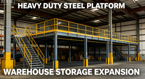 Steel Mezzanine Floor System with Stair and Guardrail for Industrial Warehouse Storage - Product Image 3