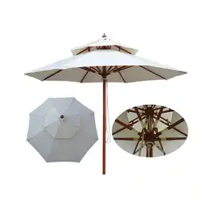 Extérieur Rouge Bleu 1.8m Plage Hôtel Piscine Jardin Imprimé Bois Parasol de Plage Parasol pour Parasol Parapluie Parasol