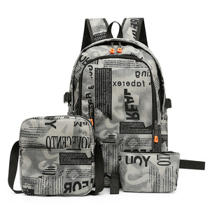 Fashion Men 3 Pcs Leisure Sports Outdoor Travel Backpack High Quality Canvas Teenagers Student School <b>Bag</b> Set for Women - Product Image 1