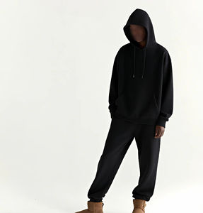 Sweats à capuche unis de base ensemble de sweat à capuche en molleton de couleur personnalisée manches d'épaule tombantes polyvalent coupe ample motif imprimé d'hiver - Product Image 2